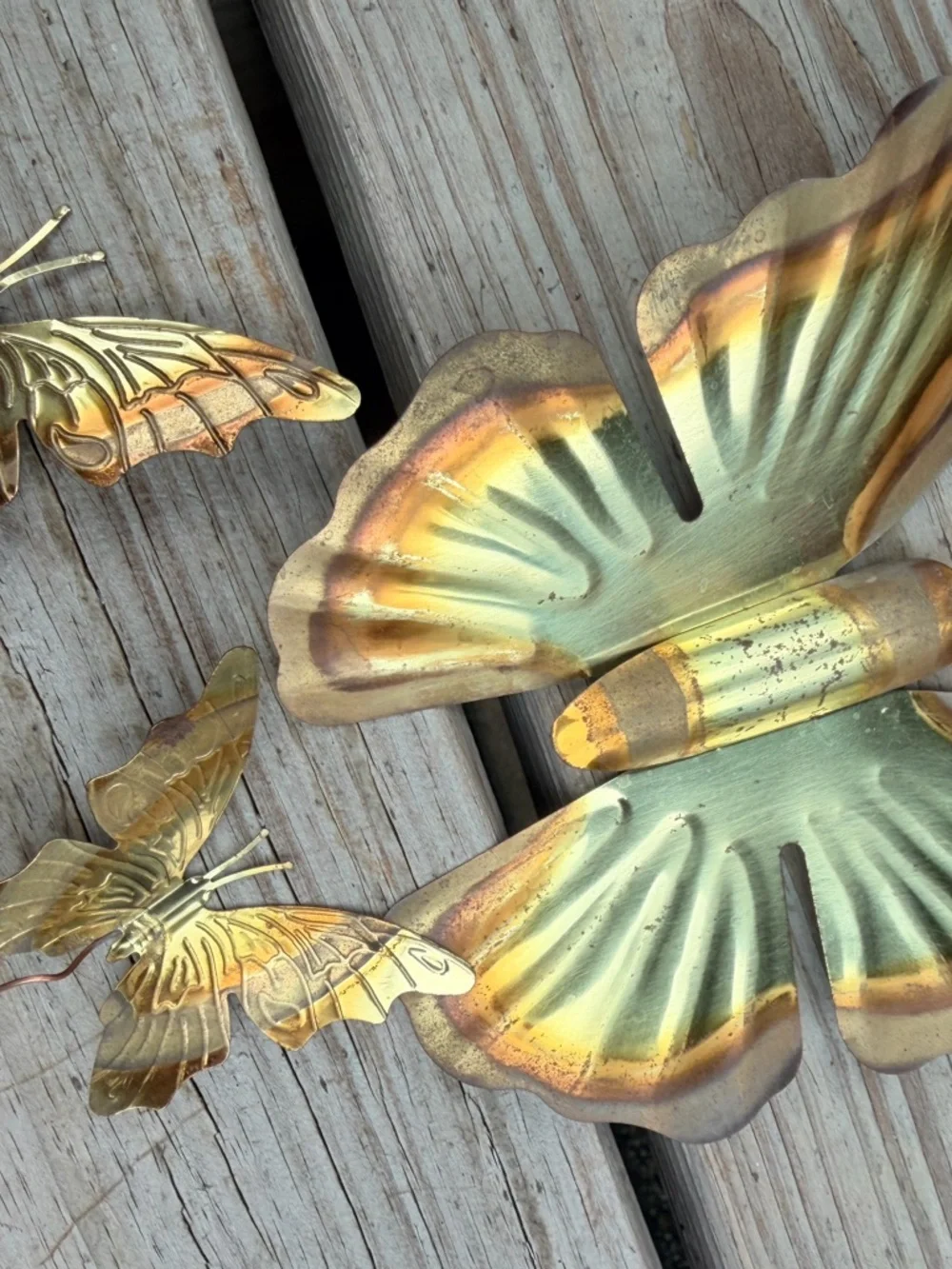 Vintage Brass Butterfly Wall Decor Set‎ of 3 Cottagecore